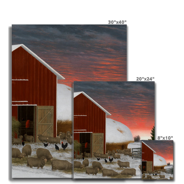 Barnyard in Winter Canvas