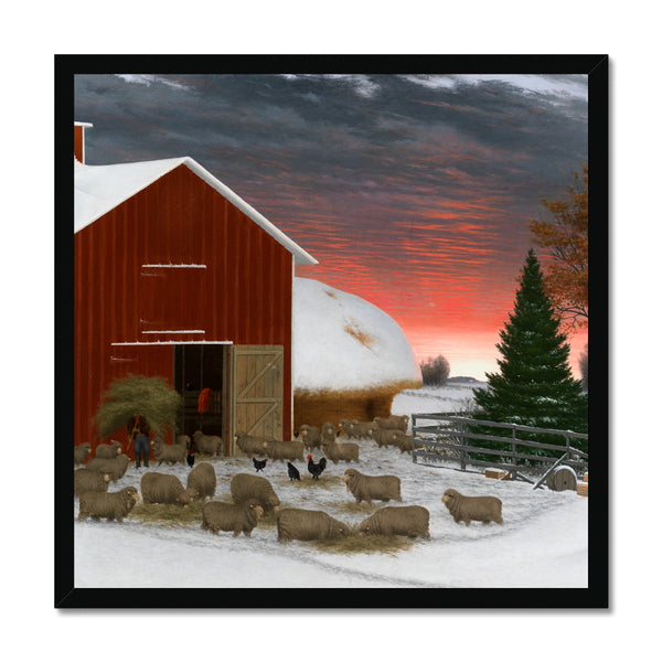 Barnyard in Winter Framed Print