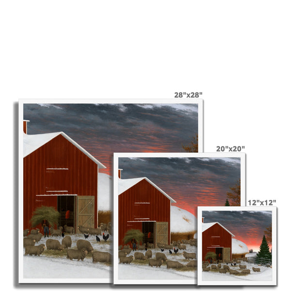 Barnyard in Winter Framed Print