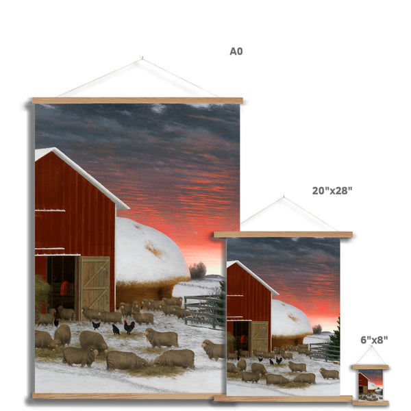 Barnyard in Winter Fine Art Print with Hanger