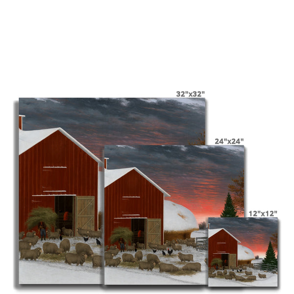 Barnyard in Winter Canvas