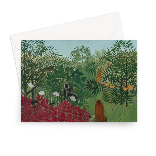 Tropical Forest & Monkeys Greeting Card