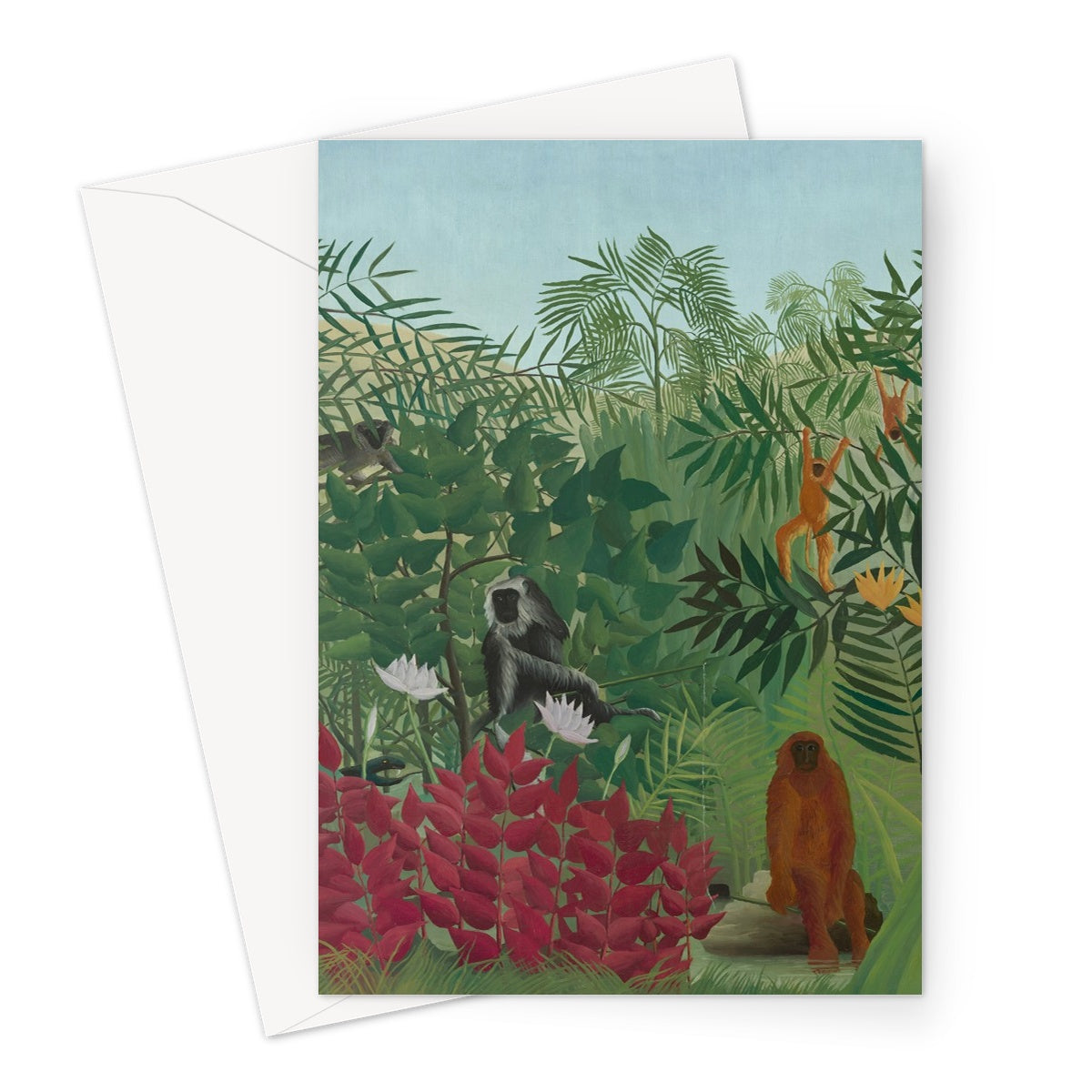 Tropical Forest & Monkeys Greeting Card