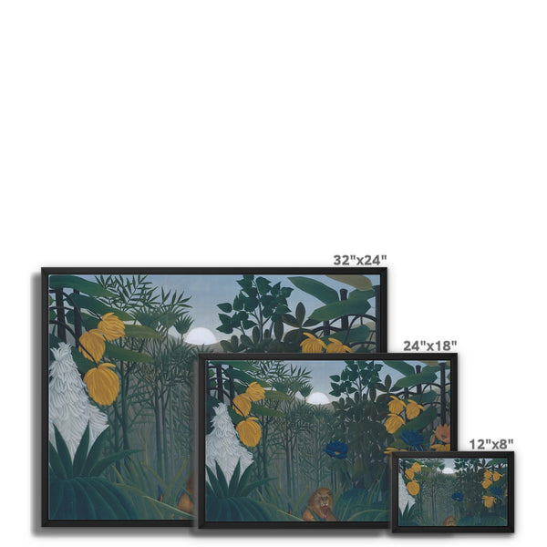 Tropical Forest & The Lion Framed Canvas