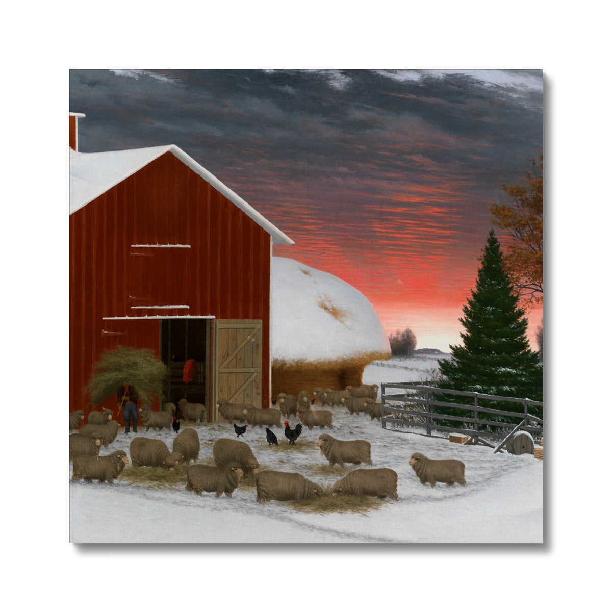 Barnyard in Winter Canvas