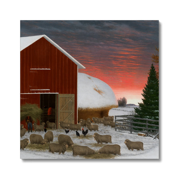 Barnyard in Winter Canvas