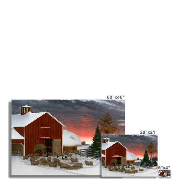 Barnyard in Winter Wall Art Poster