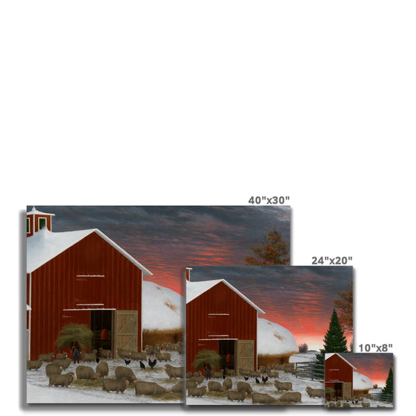 Barnyard in Winter Canvas