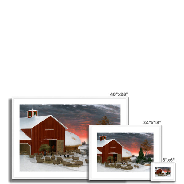 Barnyard in Winter Framed & Mounted Print