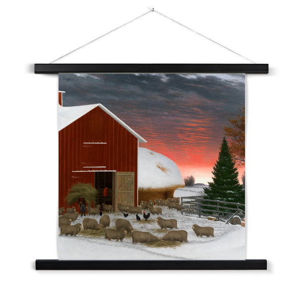 Barnyard in Winter Fine Art Print with Hanger