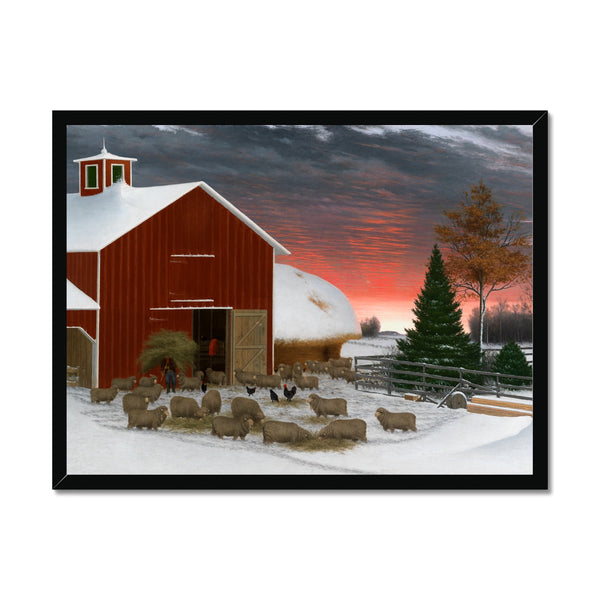 Barnyard in Winter Framed Print