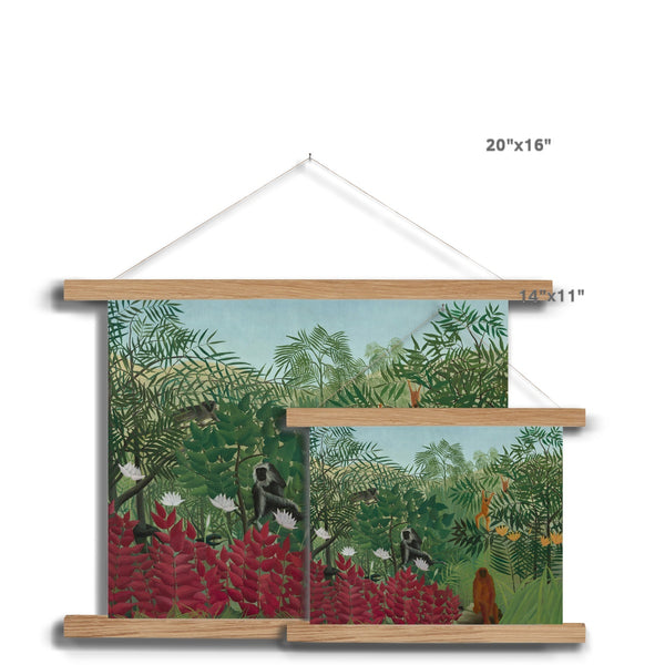 Tropical Forest & Monkeys Fine Art Print with Hanger