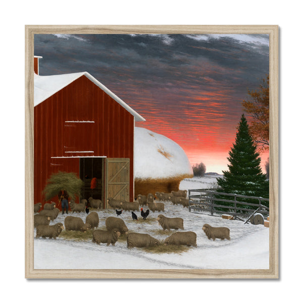 Barnyard in Winter Framed Print