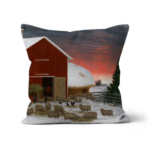 Barnyard in Winter Cushion