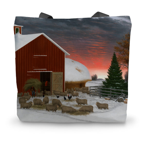 Barnyard in Winter Canvas Tote Bag