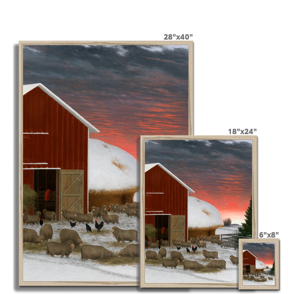 Barnyard in Winter Framed Print