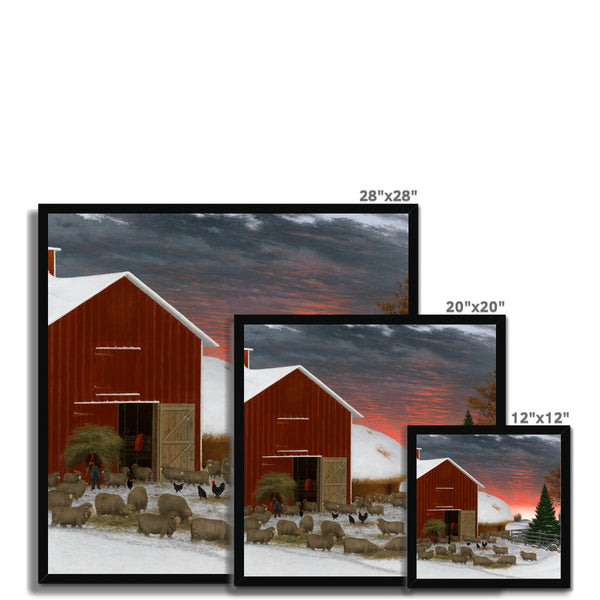 Barnyard in Winter Framed Print