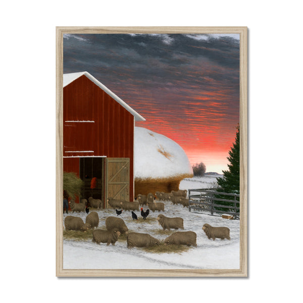 Barnyard in Winter Framed Print