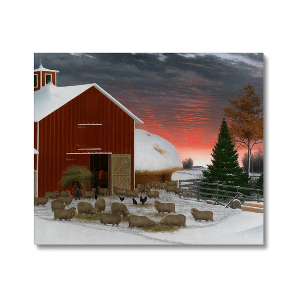 Barnyard in Winter Canvas