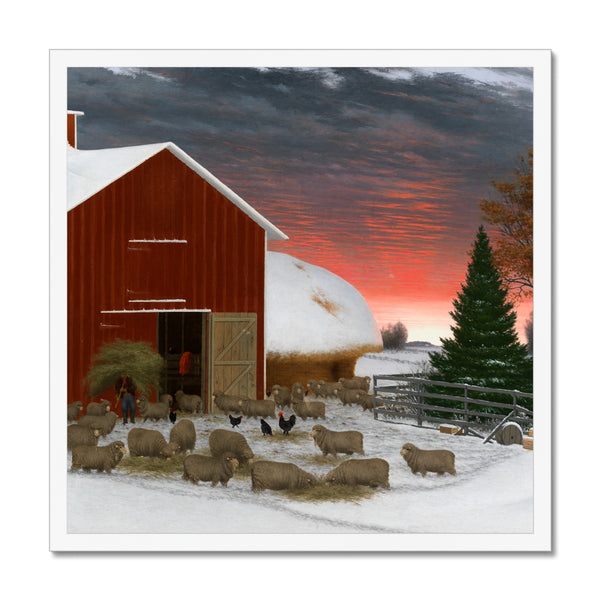 Barnyard in Winter Framed Print