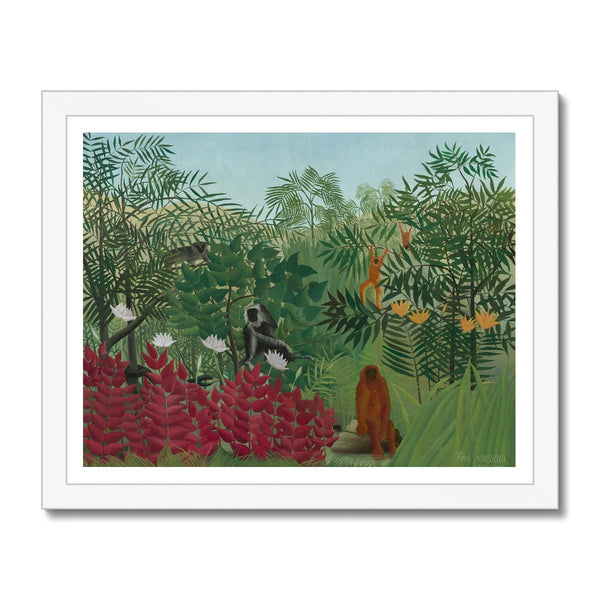 Tropical Forest & Monkeys Framed Print